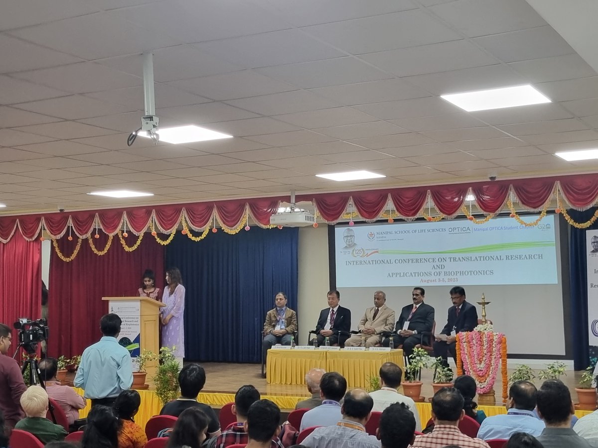 OPTICA_Manipal's tweet photo. International Conference on Translational Research &amp; Applications of Biophotonics being inaugurated by our esteemed Guests of Honor!

#Optica @OpticaWorldwide @MSLS_MAHE https://t.co/Pwilb8qj02