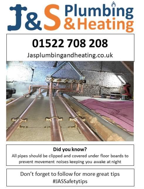 Did you know? 

All pipework should be clipped and wrapped/ insulated to prevent freezing, noises and corrosion. 

Are you pipes secure? 

#lincsconnect 
#JASSafetytips