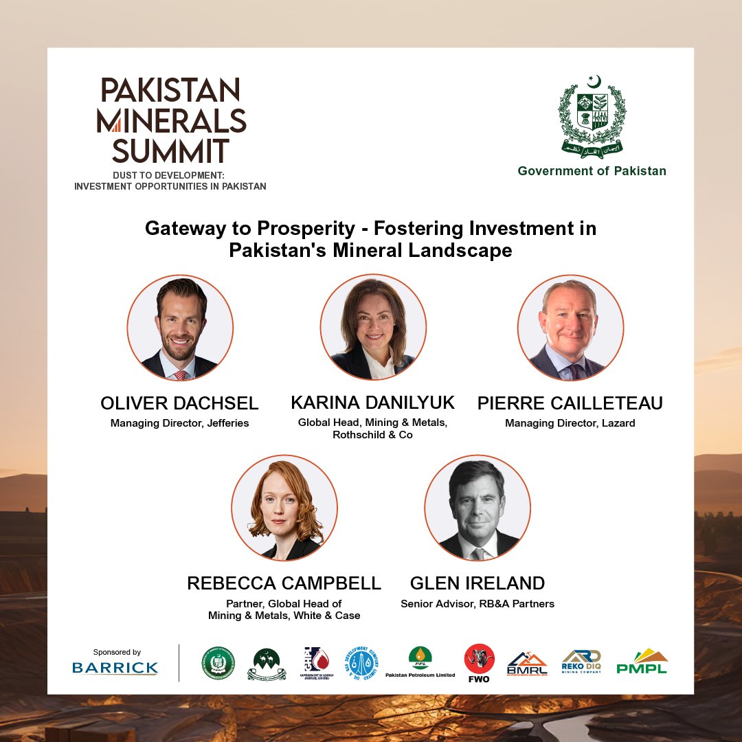 Official_PetDiv's tweet photo. Key insights from 3rd session - "Gateway to Prosperity - Fostering Investment in Pakistan's Mineral Landscape” - of 'PAKISTAN MINERALS SUMMIT - #DUSTTODEVELOPMENT' held on Aug 1, 2023.
#PakMineralsSummit is jointly hosted by
@GovtofPakistan - Ministry of Petroleum &
@BarrickGold https://t.co/j27EjmkkSx