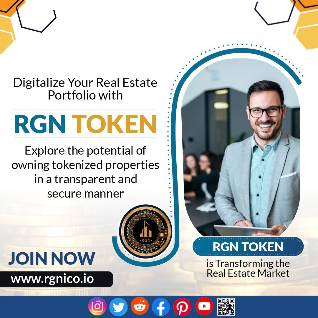 RgnToken's tweet photo. 🏠🔗 Digitalize Your Real Estate Portfolio with RGN Token! 🚀 Discover the potential of owning tokenized properties in a transparent and secure manner.  RGN Token is transforming the Real Estate Market. 
🌐https://t.co/ghvMY1ArqU

#RegentsToken #RealEstate #BlockchainRevolution https://t.co/2fSUwPNF0B