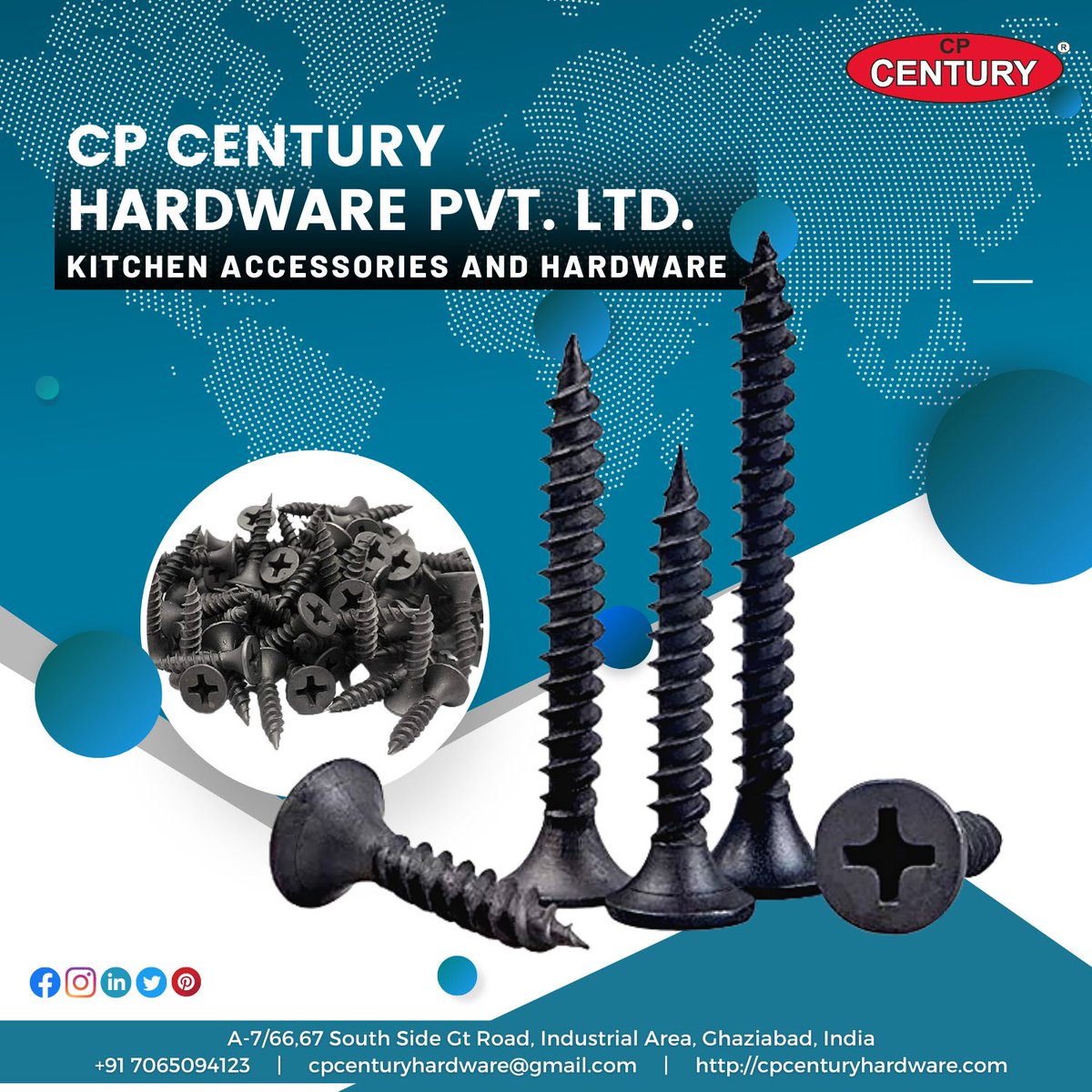 HardwareSamachr's tweet photo. #CPCENTURYscrews are a reliable choice for your fastening needs.
#CPCentury #CPCenturyHardware #BlackScrew #HardwareFittings #CenturyHardware #Ghaziabad #ArchitecturalHardware #ModularKitchenAccessories #KitchenAccessoriesManufacturer #KitchenHardware #KitchenFittings #Hardware https://t.co/eDkCasieUO