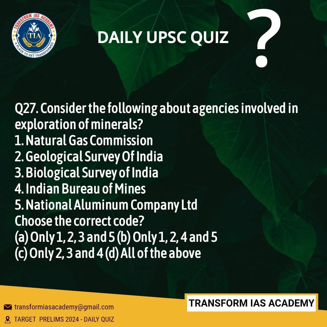 TRANSFORMIAS's tweet photo. #UPSC
#Ncert #environnement
Solve the Practice Question.
Answer with explanation wil be posted in Telegram group.
#transformias https://t.co/bayq2gbyyZ