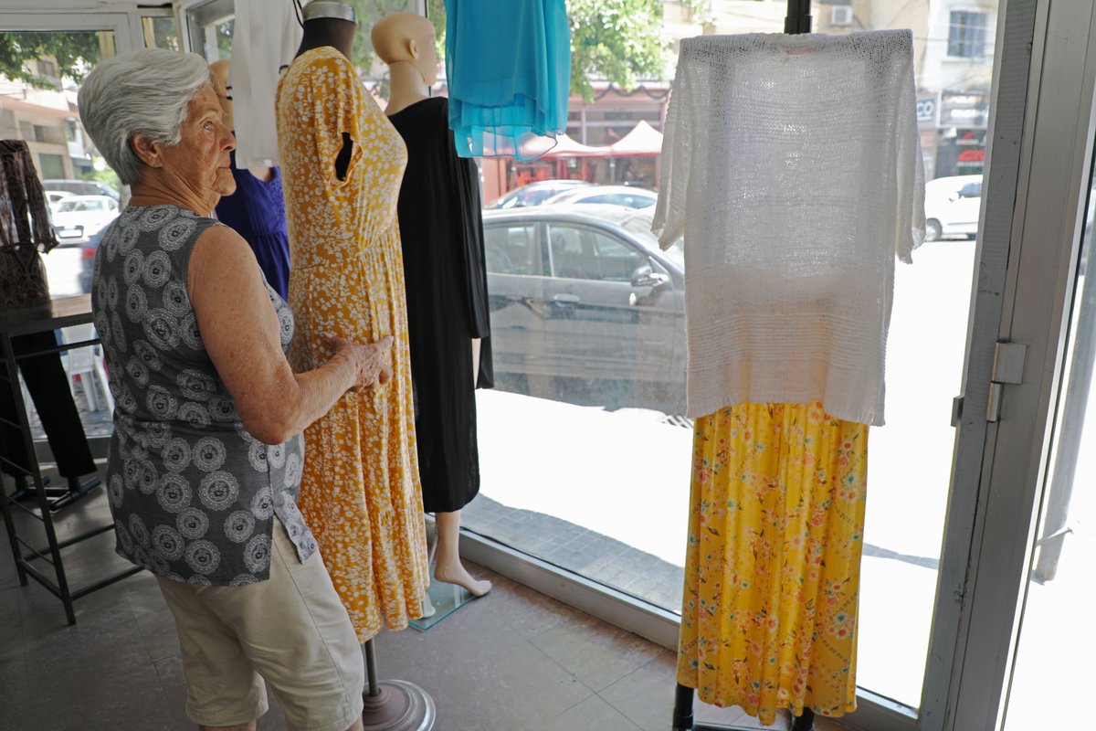 "I grew up here in #Beirut, and during the #BeirutBlast, I was at my shop with my neighbor and her husband. After the blast, my shop barely survived. I'm still selling from the old destroyed collection as I can't afford a new one," Renee reveals.