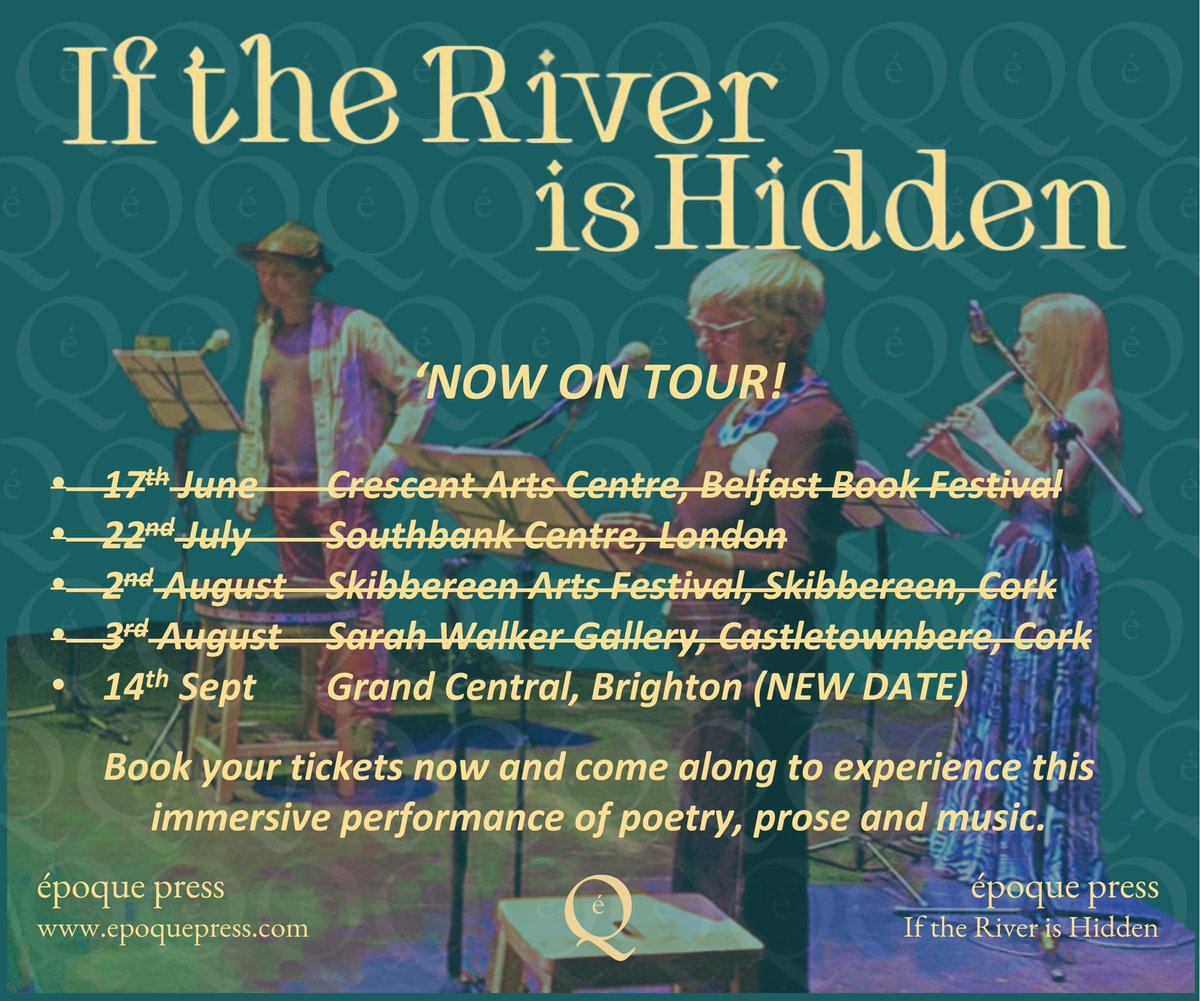 époque press (@epoque_press) on Twitter photo New date added to the tour of ‘If the River is Hidden’, by <a href="/CraigJordanBak1/">Craig Jordan-Baker</a> and <a href="/CherrySmyth/">Cherry Smyth she/her</a> - with music by <a href="/philippebarnes/">Philippe Barnes</a>
14th Sept at <a href="/GrandCentralPub/">Grand Central Pub</a>, Brighton in conjunction with @SpiracleHQ to celebrate the audiobook version.
Tickets at: eventbrite.co.uk/e/if-the-river… New date added to the tour of ‘If the River is Hidden’, by <a href="/CraigJordanBak1/">Craig Jordan-Baker</a> and <a href="/CherrySmyth/">Cherry Smyth she/her</a> - with music by <a href="/philippebarnes/">Philippe Barnes</a>
14th Sept at <a href="/GrandCentralPub/">Grand Central Pub</a>, Brighton in conjunction with @SpiracleHQ to celebrate the audiobook version.
Tickets at: eventbrite.co.uk/e/if-the-river…