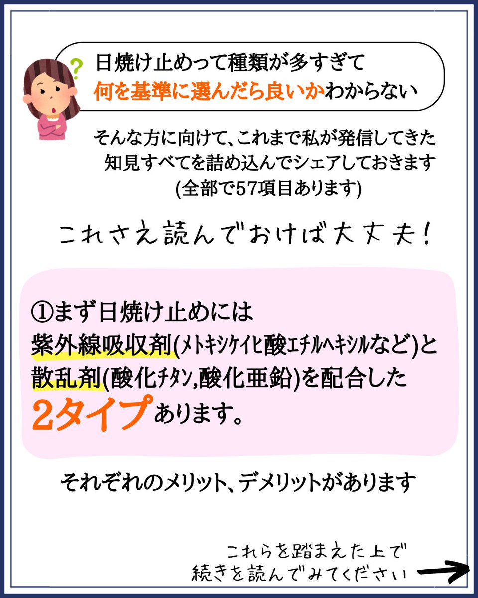 gni_dream's tweet photo. 日焼け止め完全マニュアル作りました。私がこれまでに発信してきたすべての知見を詰め込んでいます。これがあれば日焼け止めで迷うことはありません。全部で57項目ありますのでご査収ください。 https://t.co/iPC1SYL3vj