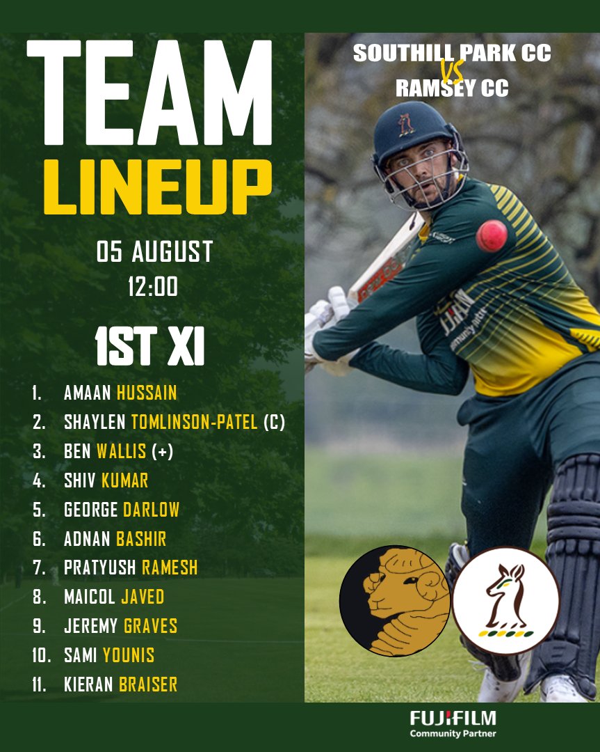 southillcricket's tweet image. #TEAMLINEUP 

After a strong showing last weekend against March Town CC, our 1st XI travel  over to @RamseyCC in their next @WhitingDiv1 fixture.

The action gets underway from 12:00! 

#GoDeers #SPCC #Cricket #Bedfordshire #Cambridgeshire #Huntingdonshire