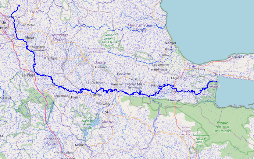 geografiard's tweet photo. Contrario a lo que dicta la percepción, al parecer, el curso más largo de la red del río Yuna, es un tributario del Camú (río Licey), y "nace" en la cordillera Septentrional; recorre casi 270 km. Otros ríos dominicanos "rompen" esquemas (umbral acumulación: 8 ha) https://t.co/l8s1B5rUoQ