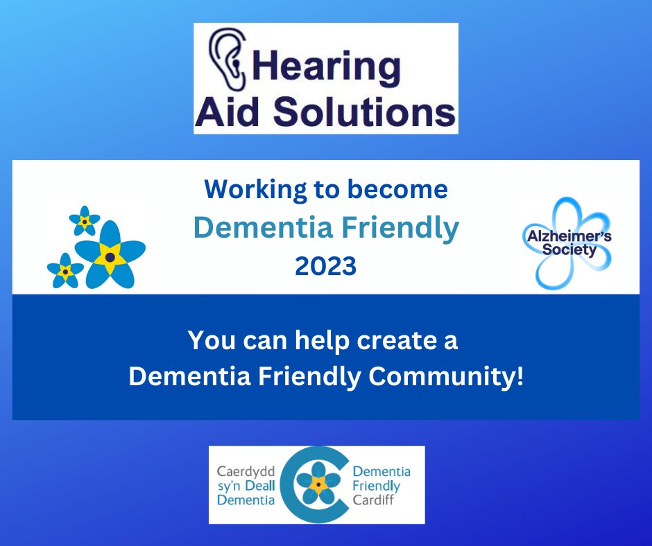 AgeFriendlyCDF's tweet image. Congratulations to #HearingAidSolutions who have taken steps to be more welcoming and accessible for people living with dementia. Hearing Aid Solutions have received Working to Become Dementia Friendly recognition from Alzheimer’s Society! dementiafriendlycardiff.co.uk/dementia-frien…