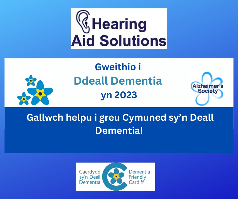 AgeFriendlyCDF's tweet image. Llongyfarchiadau i #hearingaidsolutions  sydd wedi cymryd camau i fod yn fwy croesawgar a hygyrch i bobl sy'n byw gyda dementia. Mae Hearing Aid Solutions wedi cael cydnabyddiaeth Working to Become Dementia Friendly gan y Gymdeithas Alzheimer’s!
caerdydddealldementia.co.uk/dewch-yn-gyfai…