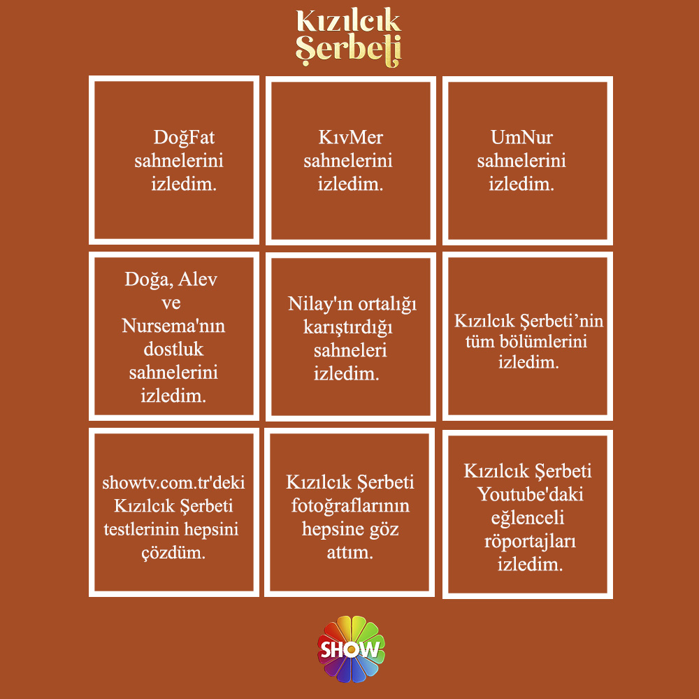 En iyi #KızılcıkŞerbeti takipçisi benim diyorsan seni böyle alalım😎 Kaçta kaç yaptığını yoruma bırak, sonucunu herkes görsün! 👇@kizilcikshowtv