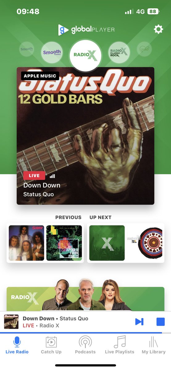 Status Quo on <a href="/RadioX/">Radio X</a> yes! Air guitar on my train journey this morning 🤣 #radioX #platinumhour