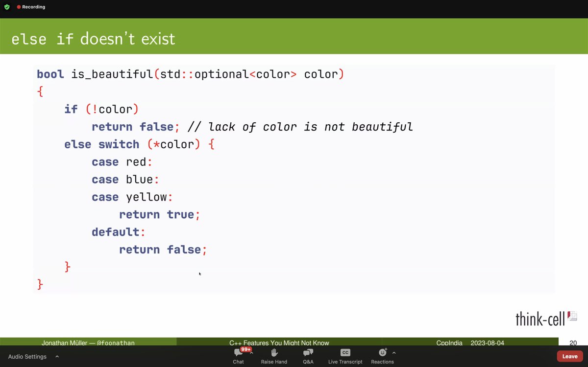 CppIndiaUG's tweet image. Thanks @foonathan for sharing these wonderful tricks and tips.

Sponsors:
@Intel
@qubecinema
@thinkcell
@TechAtBloomberg
#cppindia #cppindiacon2023