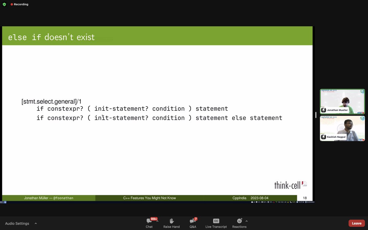CppIndiaUG's tweet image. Thanks @foonathan for sharing these wonderful tricks and tips.

Sponsors:
@Intel
@qubecinema
@thinkcell
@TechAtBloomberg
#cppindia #cppindiacon2023