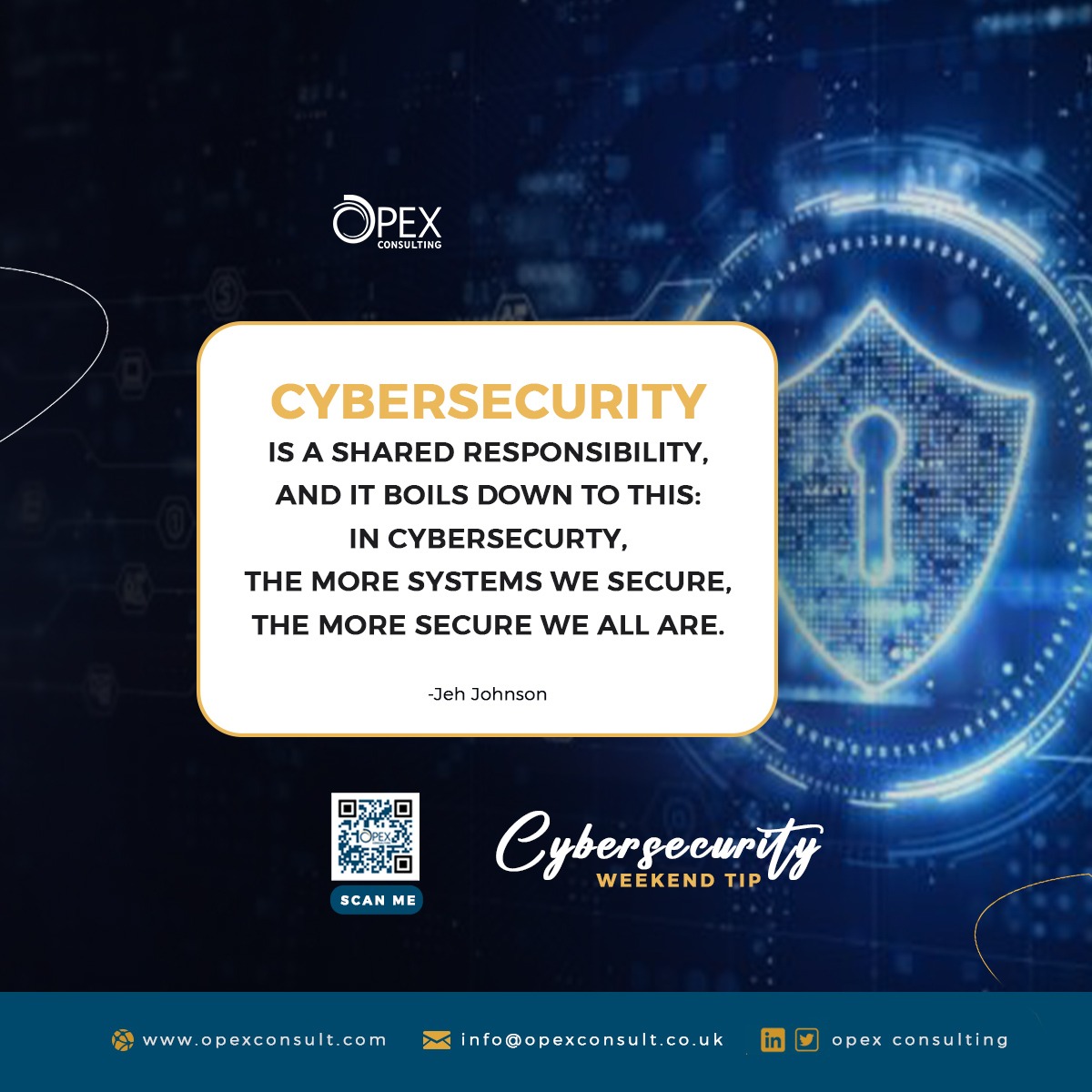 consulting_opex's tweet image. TGIF✌🏾😎

What do you know about Cyber Security ?

This Friday Weekend, we bring your way tips on cyber security. Stay Informed!

Welcome to the Weekend 🥳🎉🤩✌🏾💃🏽🕺🏽

#tgif #weekend #August #August2023 #Friday #Strength #lastfriday #Peace #Newweekend #Thrive #cybersecurity