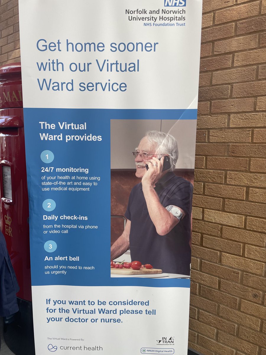 Dr Colm Henry, CCO HSE Ireland (@ccohse) on Twitter photo Great opportunity to visit <a href="/NNUH/">Norfolk and Norwich University Hospitals</a> and see how their Virtual Ward operates. Patients are supported to return home from hospital earlier, while being monitored remotely by healthcare professionals. Daily contact with patients, and alerts for any deterioration of condition. Great opportunity to visit <a href="/NNUH/">Norfolk and Norwich University Hospitals</a> and see how their Virtual Ward operates. Patients are supported to return home from hospital earlier, while being monitored remotely by healthcare professionals. Daily contact with patients, and alerts for any deterioration of condition.
