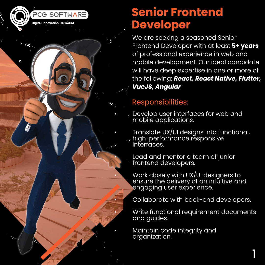 pcgsoftwarebw's tweet photo. Sr. Front End Developer: Are you a creative genius with 5+ years of experience in React, React Native, Flutter, VueJS, or Angular?
🚀Join us to bring web and mobile apps to life, mentor juniors, and collaborate with our backend superheroes. https://t.co/biTTC5qCoW