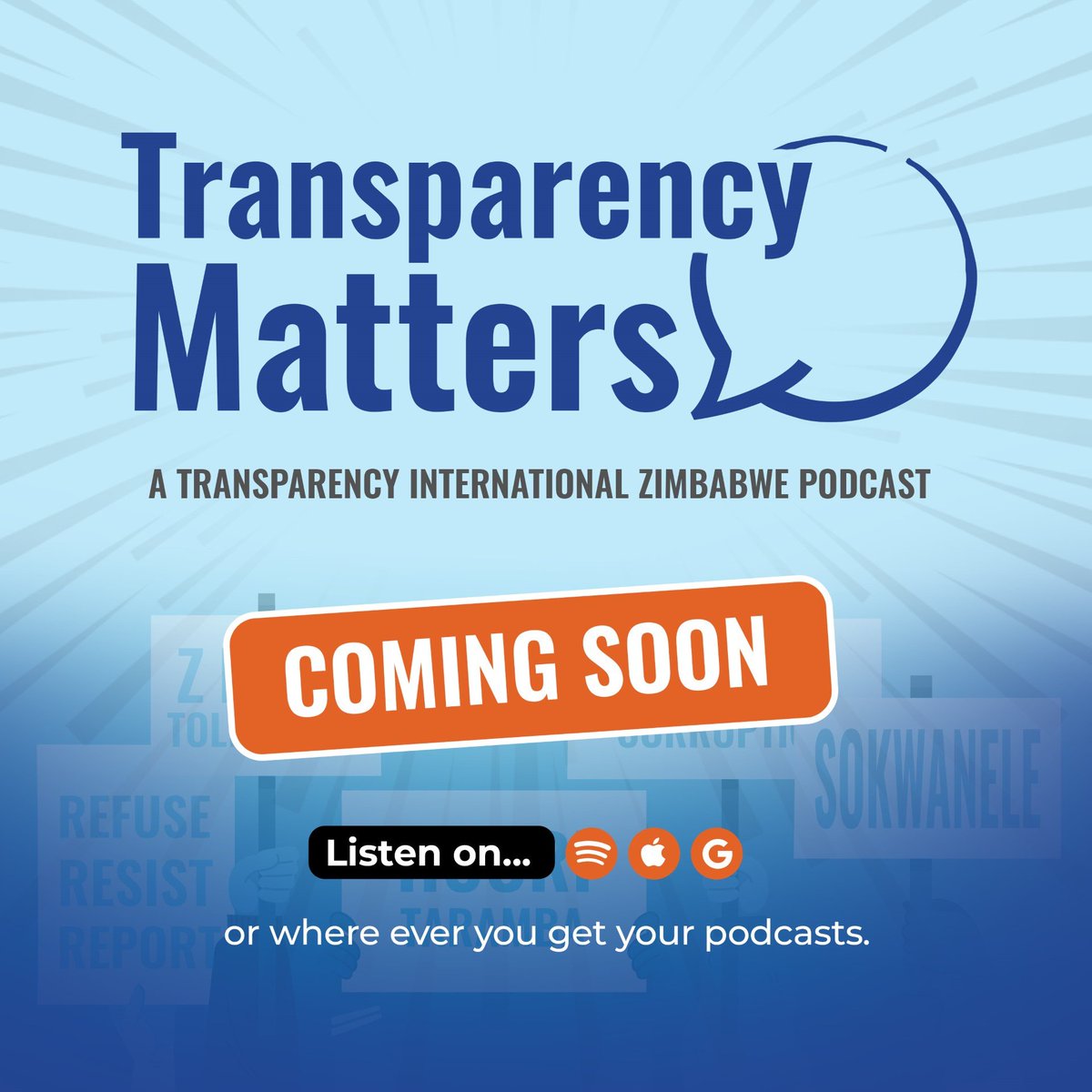 Transparency International Zimbabwe is excited to be launching its Podcast entitled " Transparency Matters". Follow this space for more details...