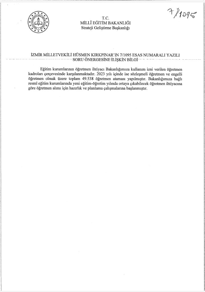 Seçimden önce sözü verilen  2022 KPSS puanıyla ilave öğretmen atamasını Sayın Bakana sormuştum. #iyiparti #55binatama #öğretmenler #2022kpss #EkAtama2022ninHakkı

 İşte Sayın Bakanın cevabı