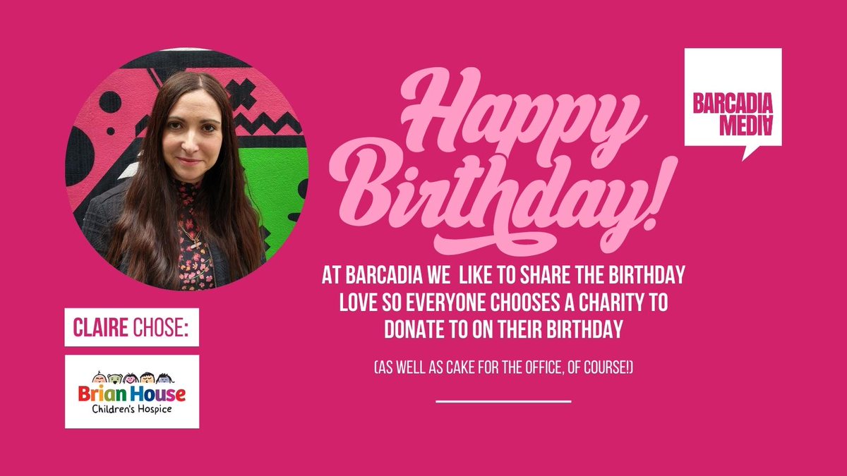 Happy #BarcadiaBirthday to Claire, who has chosen local children's hospice <a href="/BrianHouseCH/">Brian House Hospice</a> as her birthday charity donation ✨ ❤️