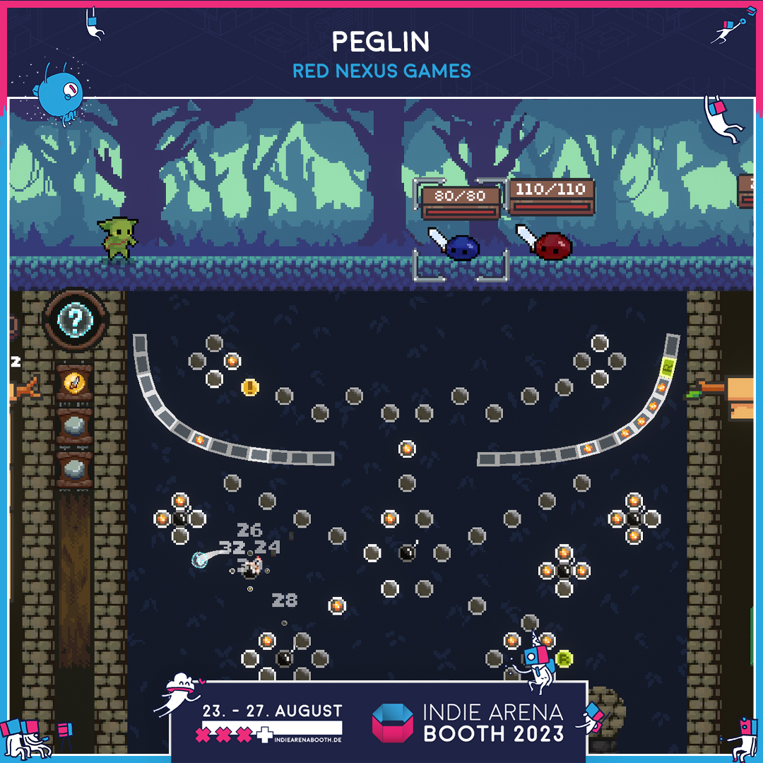 IndieArenaBooth's tweet image. 🕹️Peglin🕹️
Peglin is a Pachinko Roguelike - Fight enemies by collecting special orbs and popping pegs to deal damage. Acquire relics that radically change the game and ensure no two runs are the same. Aim carefully to survive in this unique turn-based RPG!

@rednexusgames