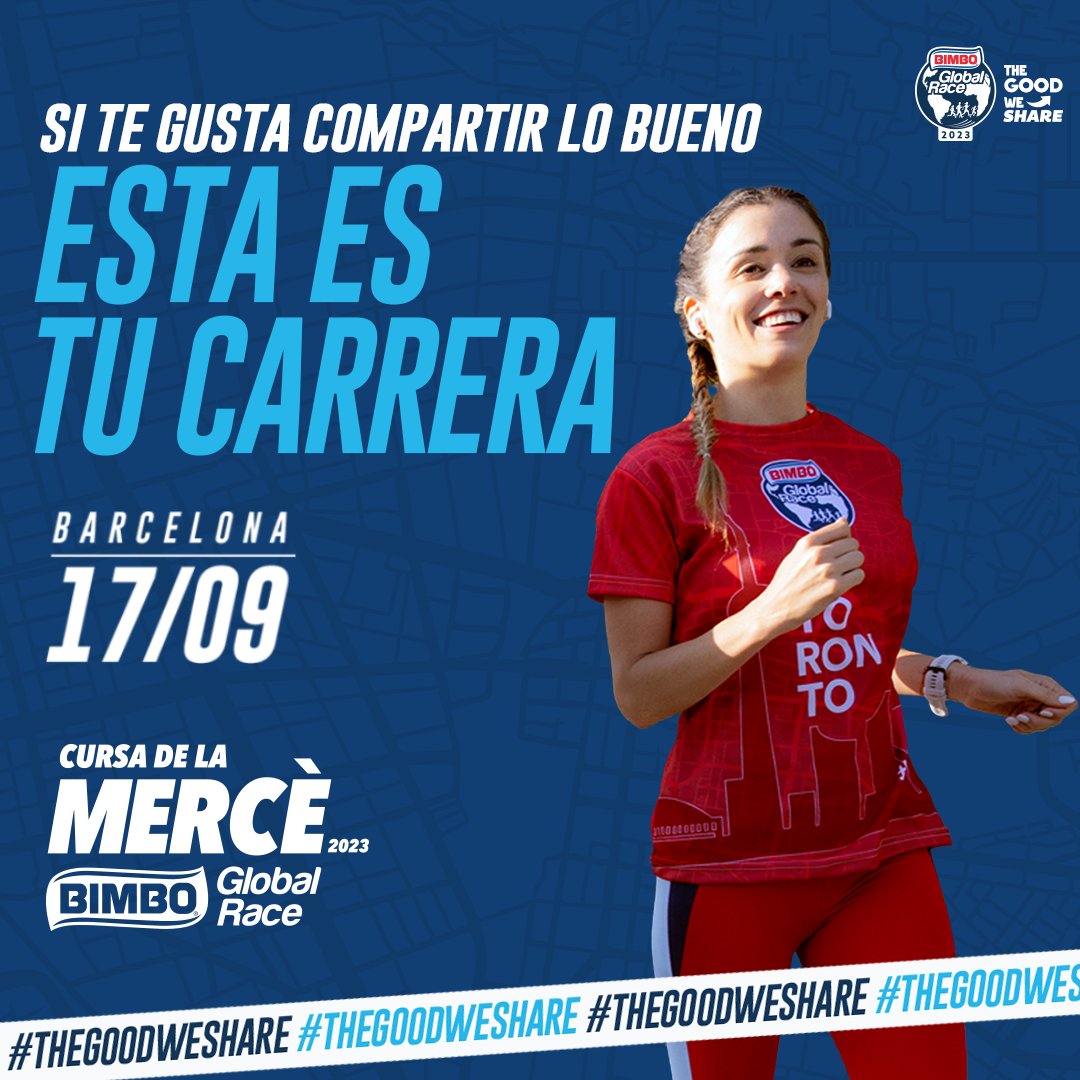 ¡Quedan menos de 2 meses para la #CursaMerceBimboGlobalRace! 🙌 Aún estás a tiempo de inscribirte y prepararte para correr esta gran carrera. 🏃‍♀️🏃‍♂️Recuerda que donaremos 20 rebanadas 🍞 por cada corredor inscrito. ¿Te la vas a perder? 
#YouRunWeDonate
barcelona.cat/cursamerce/es