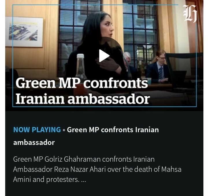 Iranian-born MP Golriz Ghahraman confronted the Iranian ambassador with images of #MahsaAmini and protesters killed since her death in an at times heated meeting at Parliament about the Islamic Republic’s response to the protests and #executions that have drawn widespread