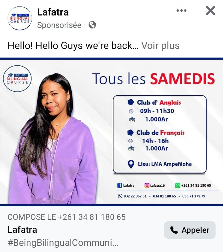 Imerina_'s tweet photo. 🇲🇬 Fizarana bons plans : 

Pour 1000 mga intégrez un club de français🇨🇵

Pour 1000 mga intégrez un club d'anglais🇬🇧

C'est en imerina que ça se passe et tous les sa ! 🇲🇬

#iarivo #sekoly #Klioba #Malagazy #Anglisy #Frantsay https://t.co/lXpfPICrsE