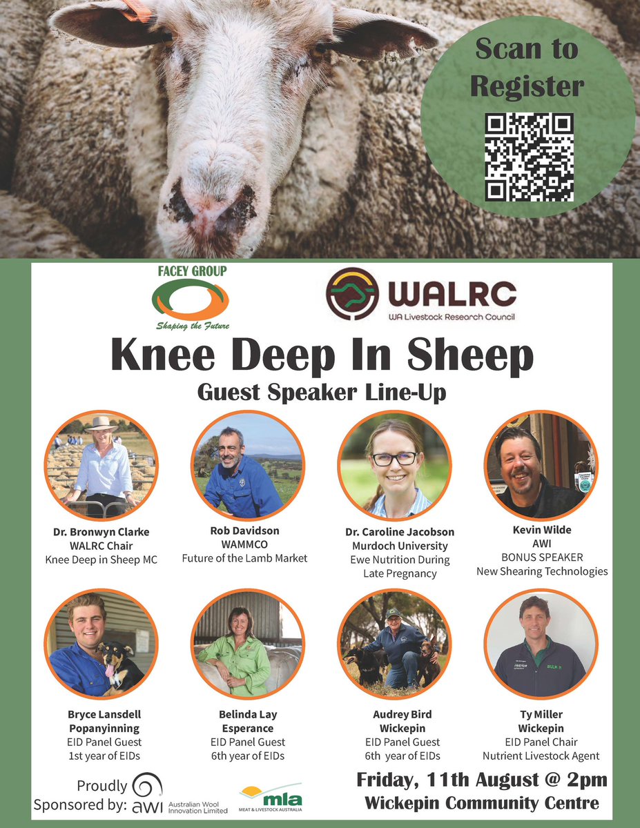 Introducing the impressive guest speaker &amp; panel expert line-up for <a href="/FaceyGroup/">Facey Group</a> &amp; <a href="/WALRC1/">WALRC1</a> partnered Knee Deep In Sheep Event 🐑 

Happening NEXT FRIDAY 11th August @ 2pm

Min. registrations required for this event to run so don’t delay … register TODAY ✍️ bit.ly/44NE0xt