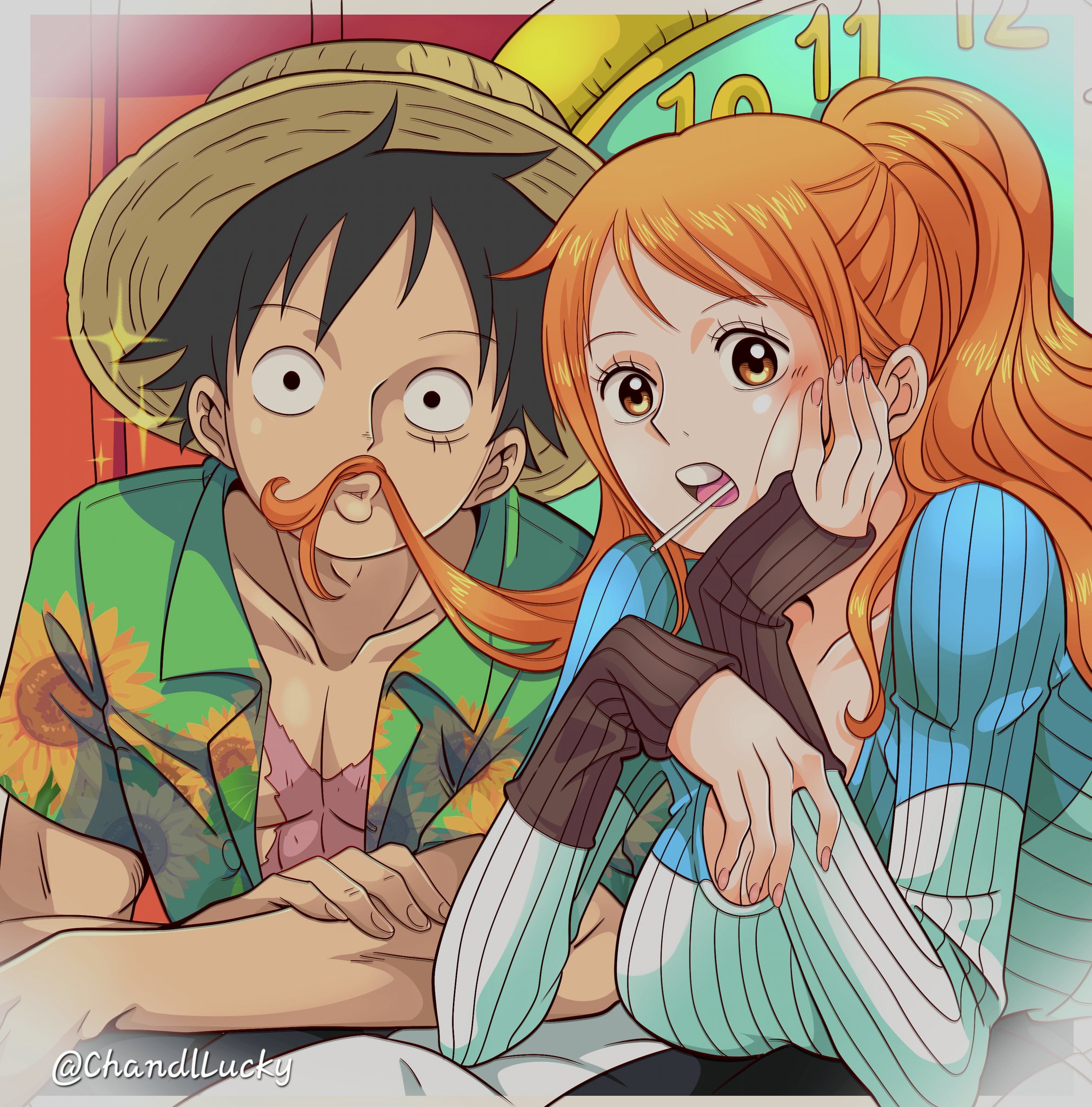 Nami & Luffy 💕 art by @ChandlLucky : r/OnePiece