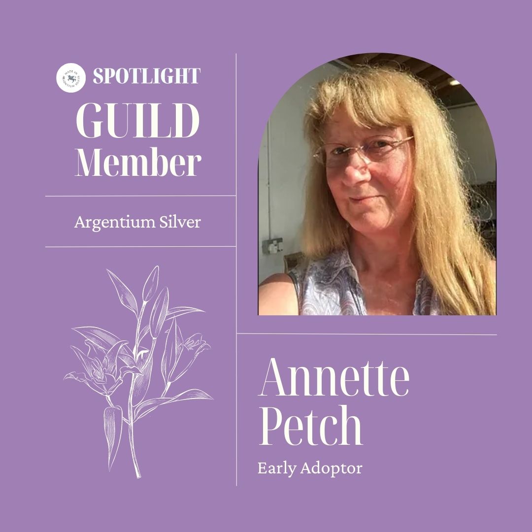 ArgentiumSilver's tweet photo. Its a fantastic Friday and a great time to meet another one over our lovely guild members. Annette Petch is not only a guild member, but one of our Argentium Foundation Course instructors. #discoverargentium #argentiumsilver #silverjewellery #jewellerymakers @annettepetch https://t.co/cbF6EJSJjR