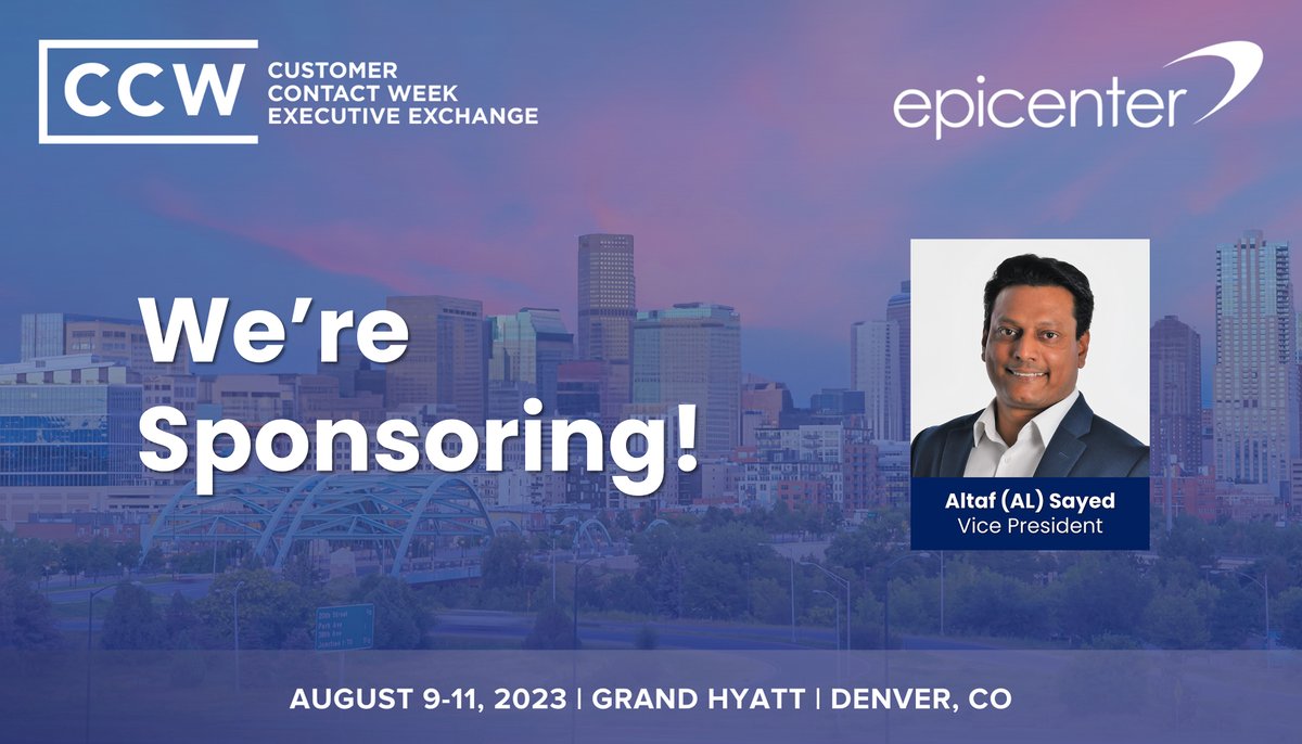 We’re sponsoring CCW Executive Exchange in Denver, CO this August 9-11!

Our CX Expert Altaf Sayed is excited to meet the Cross-Industry Customer Contact Leaders.

Are you attending the event? Let us know in the comments.

#CustomerExperience #CCWExchange 
#FutureIntelligently