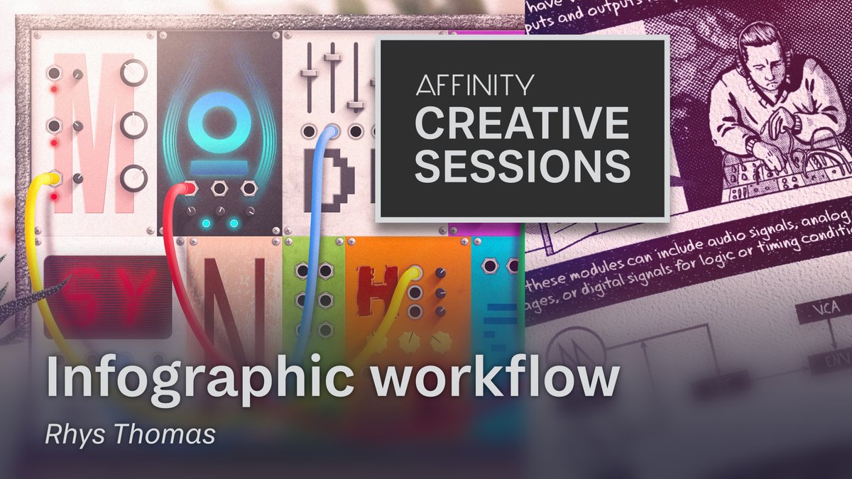 Affinity's tweet photo. Don't miss our NEW creative session premiering at 4pm BST! Head over to YouTube to set a reminder or watch it later on demand: https://t.co/jmlpZZ6JKS

#affinitydesigner #affinityphoto #infographic https://t.co/QyjPAaB3AR