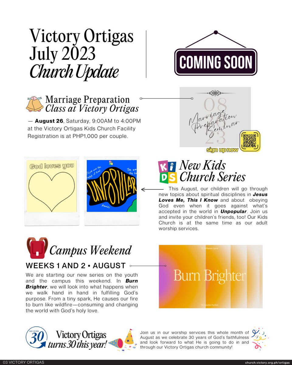 As we look back on the past month, together, let us thank God for His continuous grace and guidance upon our Victory Ortigas church community.