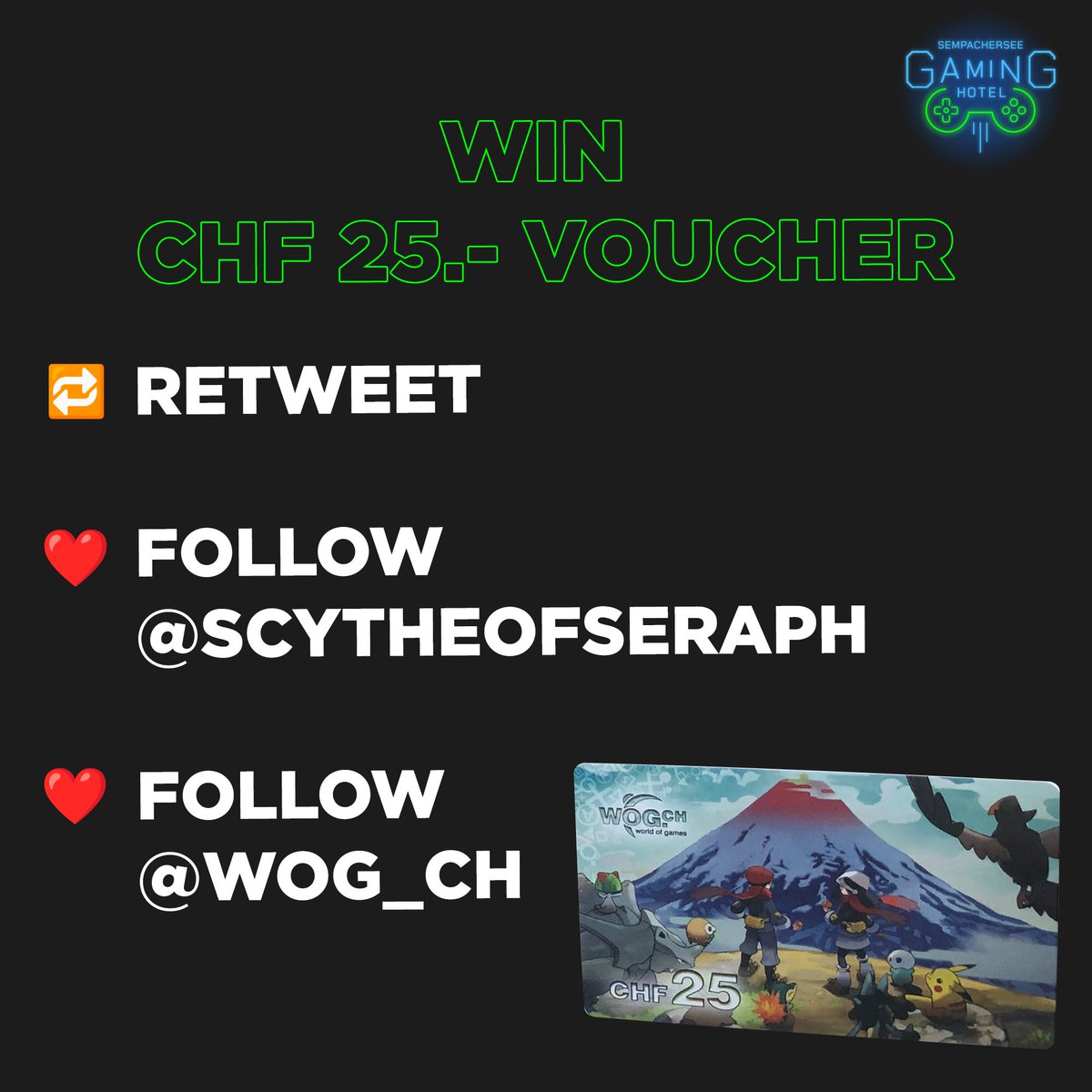 At #GamingHotel2023 you can win @WoG_ch vouchers in various tournaments, such as the amateur Smash tournament or the Smash Doubles!
But you can also win online ⬇️
🔁 Retweet this tweet
❤️ Follow <a href="/ScytheofSeraph/">SOS Esports</a> 
❤️ Follow @WoG_ch 
We will choose 1 winner on 20.08.23!