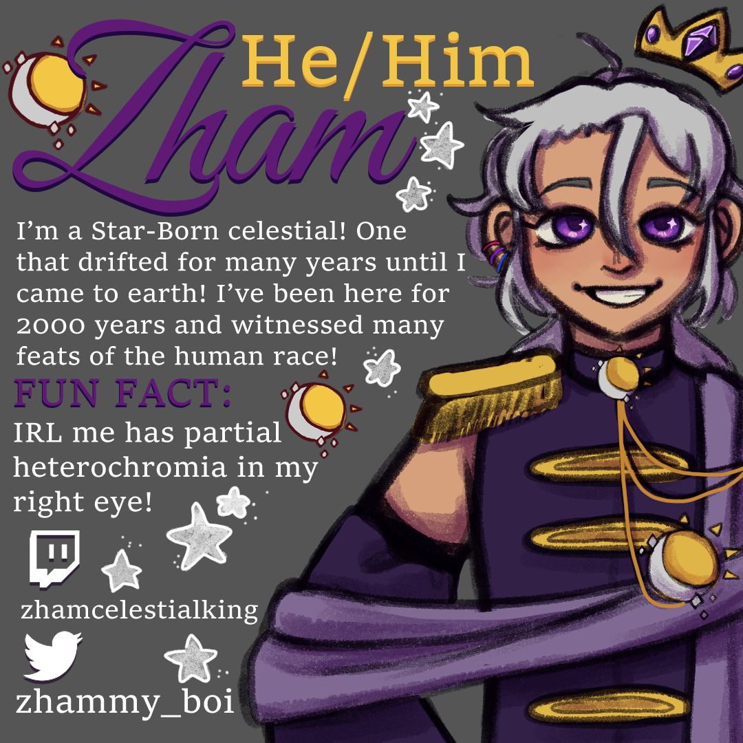 NXUSVEN's tweet photo. Introducing: Zham! @zhammy_boi
~~~
And here is our Vice President, Zham, with a sneak peek at his new model and rebrand?? Be sure to check out the celestial king and all his socials!
~~~
https://t.co/naf6SNSb5a
~~~
#nxusen #vtuber #pngtuber #art #VtuberSupport #VtubersUprising https://t.co/jRdr5y18Ga