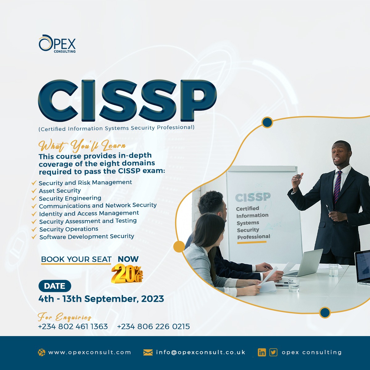 consulting_opex's tweet image. Ready to fortify your career in cybersecurity?
Earn your CISSP certification and safeguard the digital domain against cyber threats and attacks.