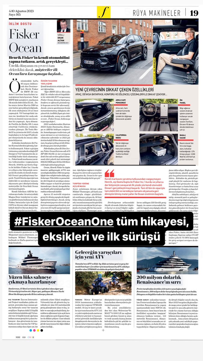 RumBat's tweet photo. Bugün @nbekonomi @EkonomimCom @haftagazetesi ile çok merak edilen @FiskerInc #OceanOne ilk gerçek sürüş izlenimlerini okuyabilirsiniz…
Özetle; #HenrikFisker ekonomik ve tedarik zorluklara rağmen elinden gelenin çok fazlasını yapmaya çalışmış…
#BEV #ElectricCars #BilMagasinetDK https://t.co/4bYanbtY8n