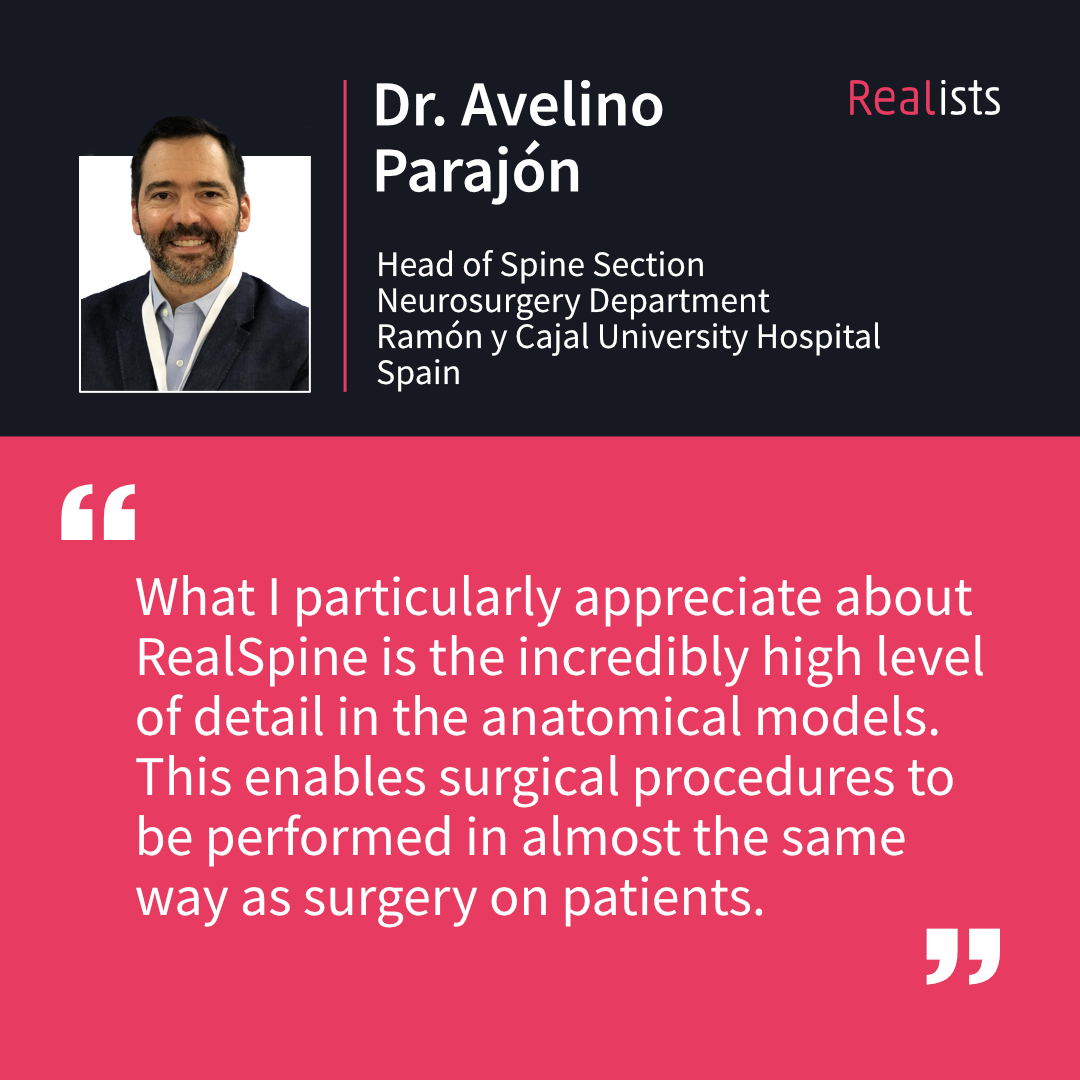 RealSpine's tweet photo. How real is #RealSpine? ⭐ Don’t just take our word for it – read what the experts have to say! Dr Avelino Parajon shared his thoughts, and we’re thrilled to share his feedback with you!
#realists #spinesurgery #spineeducation #medicalsimulation #surgicalinnovation #medtech https://t.co/pGNU1eXSDr
