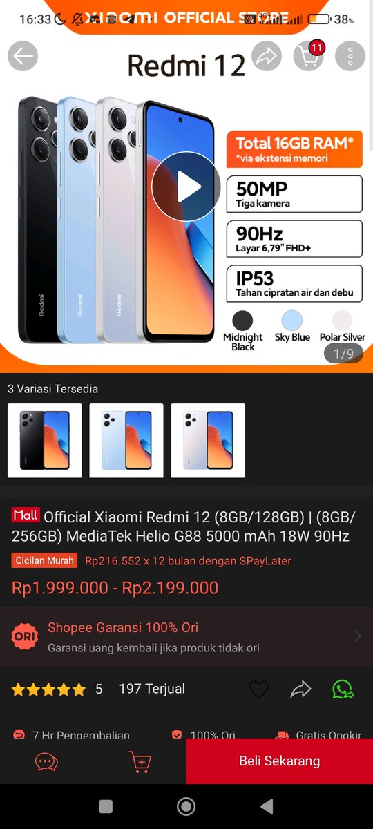 joyboy1899's tweet photo. @ShopeeID Bismillahirrahmanirrahim 🤲
#Redmi12dariShopee SKY BLUE https://t.co/f3tqhi4Lpq