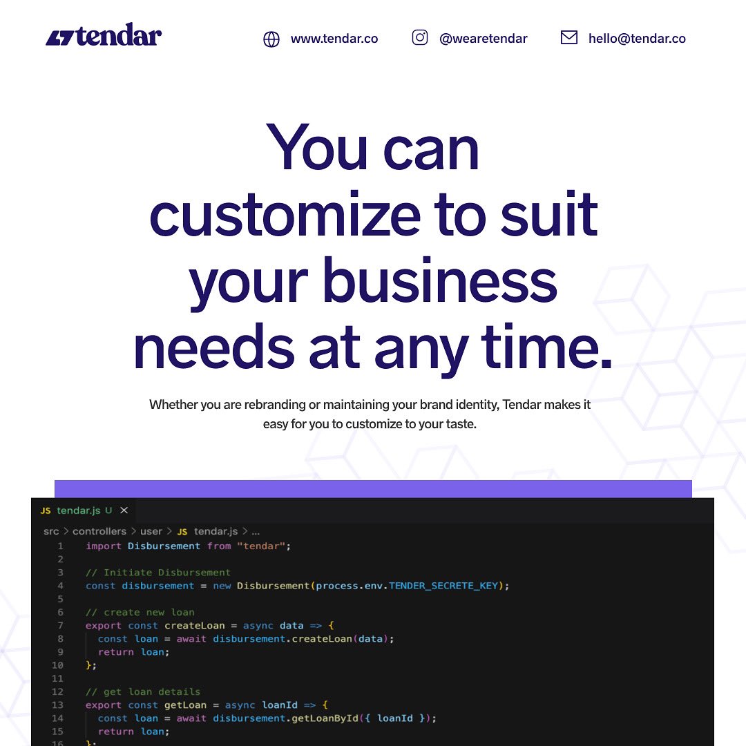 wearetendarr's tweet image. Just do it your way, with Tendar 👌

#customizablelendingsolutions #lendingplatform #lendingsoftware #lendingsoftwareprovider #lendingasaservice
