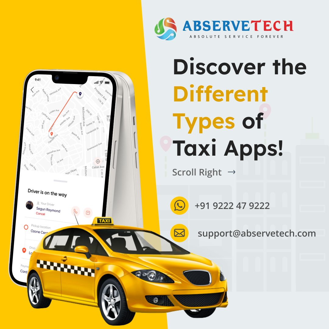 abservetech's tweet image. Discover the different types of taxi apps. 🚖
To explore more:
abservetech.com/uber-clone/
Follow us @Abservetech
#UberClone #TaxiBookingSoftware #TaxiBookingScript #Uber #Taxi #TaxiBooking #Business #Entrepreneurs #Startups #StartupIdeas #BusinessIdeas #RebuStar #Abs #Abservetech