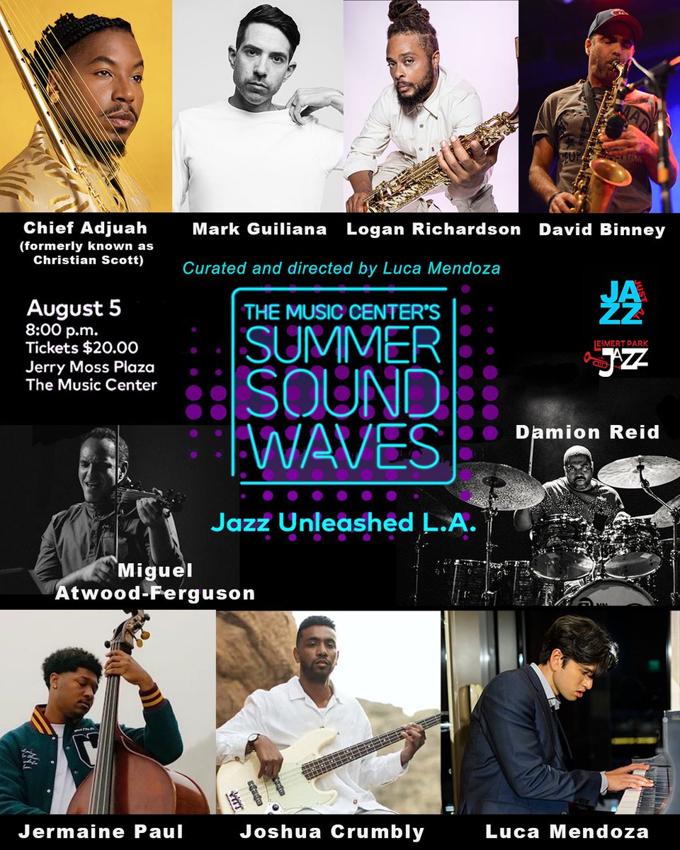 Saturday night at 8pm, The Music Center and the Just Jazz Live Concert Series Presents JAZZ UNLEASHED L.A. Hosted by LeRoy Downs. Hit the link in the bio for tickets. #summersoundwaves #justjazzlosangeles #live #jazz #music #downtown #losangeles #justjazz #justjazztv