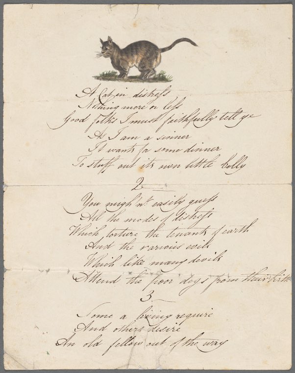 KSAAcomm's tweet photo. Percy Bysshe Shelley turns 231 #OTD 🥳 At 10 he composed “A Cat in Distress”—this earliest extant copy, written in the hand of his sister Elizabeth, is held in the Carl H. Pforzheimer collection at the NYPL. See more MSS from the Shelley circle👉 https://t.co/YyMn0lRFA2 https://t.co/ngsMcpkRtm