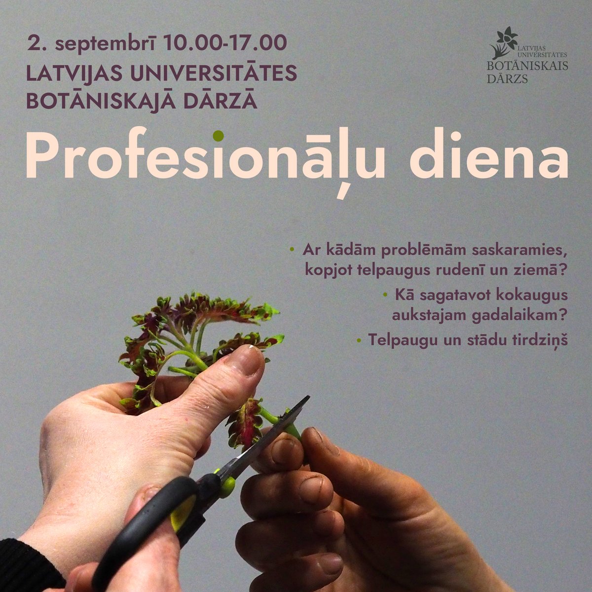 Aicinām uz Profesionāļu dienu Botāniskajā dārzā! botanika.lu.lv/par-mums/zinas…