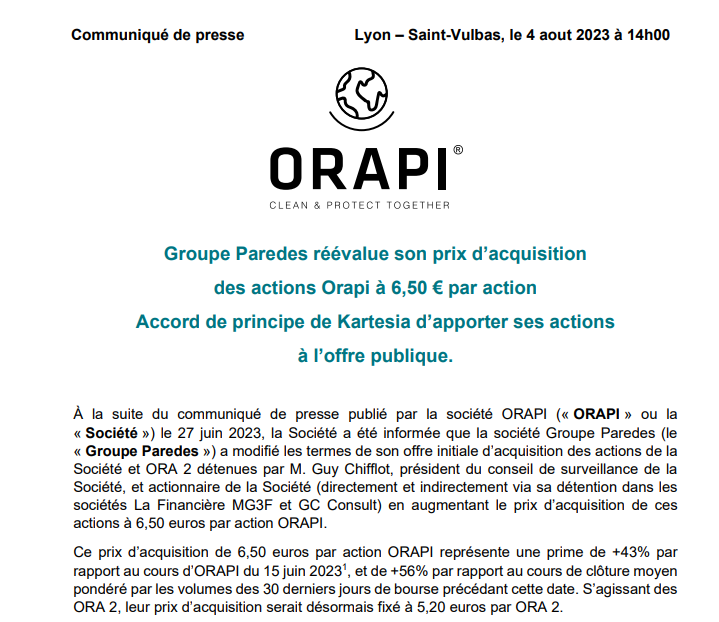 DR__Bourse's tweet photo. #ORAPI rehausse OPA
5.88 €/t ----> 6.50 €/t https://t.co/h4j02UTVxG