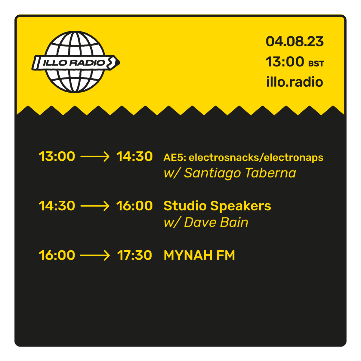 illotapes's tweet image. It's #ILLORADIO day! Join us from 1m for new shows from @SantiagoTabrna, @davebainuk and @mynahfm.

Tune in at illo.radio 🌐✏️