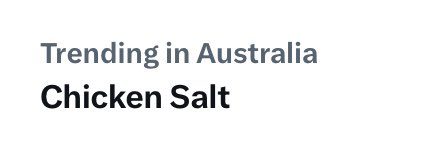 JamesKyuss's tweet photo. @JunktimeAFLPod itโs a great day in Australia when #chickensalt is trending https://t.co/VPjKd6TiIH