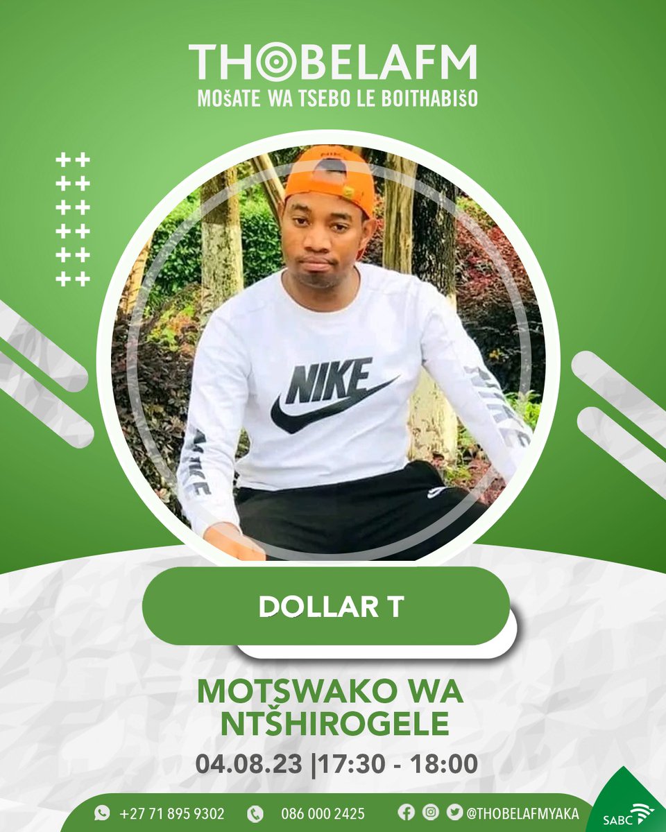 ShaleDollart's tweet photo. Catch my mix @17:30 .Thobela FM

Happy Friday https://t.co/qfXARyaGU5