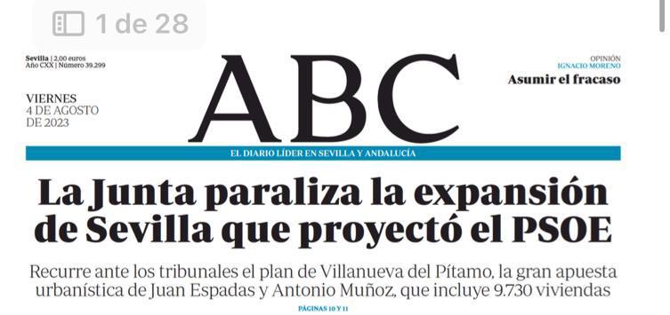 jlsanzalcalde's tweet photo. 🗓️ Este vídeo es de marzo de 2022. En él denunciaba que Villanueva del Pítamo no tenía el informe ambiental, lo que iba a retrasar el proyecto. El Gobierno municipal lo negó.

👉🏻 Las chapuzas urbanísticas y las  prisas electoralistas de Muñoz ya están trayendo problemas a la ciudad. 

Esto es un frenazo al crecimiento de Sevilla por su mala gestión y su desprecio al Medio Ambiente.