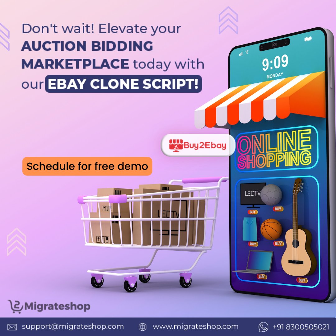 migrateshop's tweet image. 💻💡 Ready to take your auction bidding #business to the next level? Our #ebayclonescript is the answer! Create your online #marketplace with ease and start selling in no time!
Visit: migrateshop.com/ebay-clone/to learn more and get started today! 💻👇
#migrateshop #Auctionscript